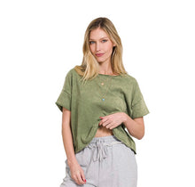 Load image into Gallery viewer, Acid Washed Raw Edge Cropped Tee
