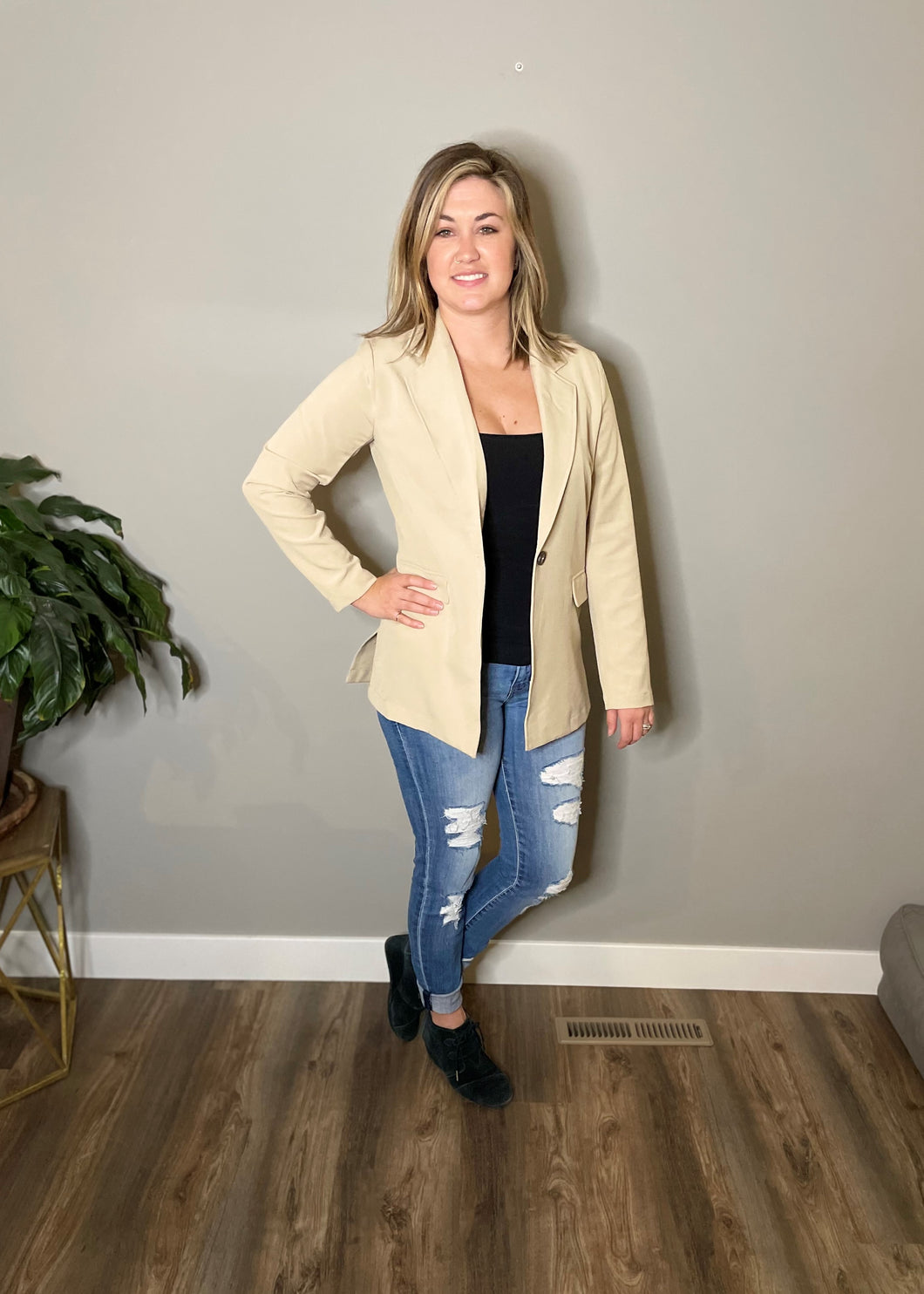 Khaki Side Slit Blazer