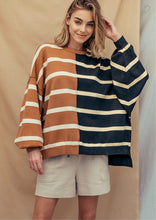 Load image into Gallery viewer, Two Tone Striped Oversized Pullover
